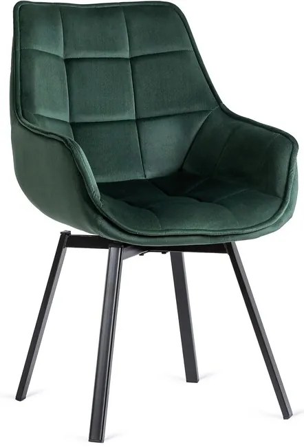 Dizajnová otočná jedálenská stolička Ancona zelená velúr