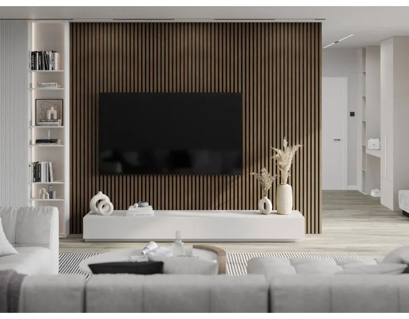 Mexen Lam-F, akustické stenové lamely 275 × 30 cm, plstený podklad 8 mm, technická dyha, orech kakaový, S105-275307-3015-018