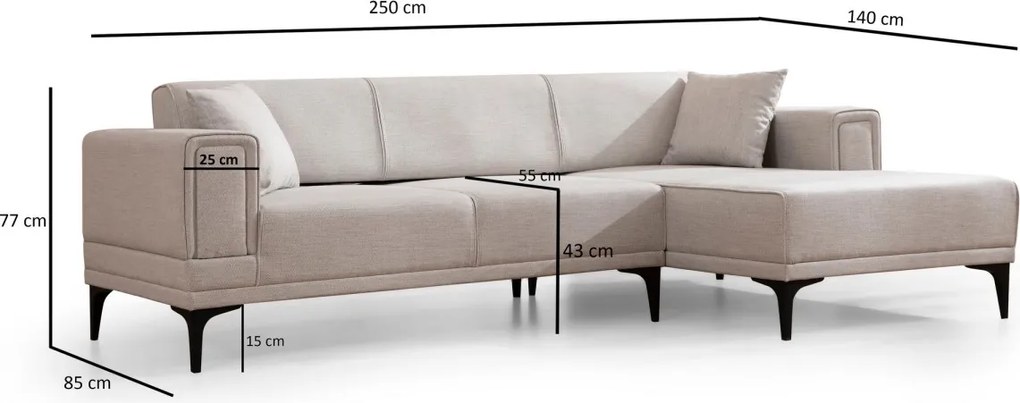 Rohová sedacia súprava Horizon 250 cm ecru pravá