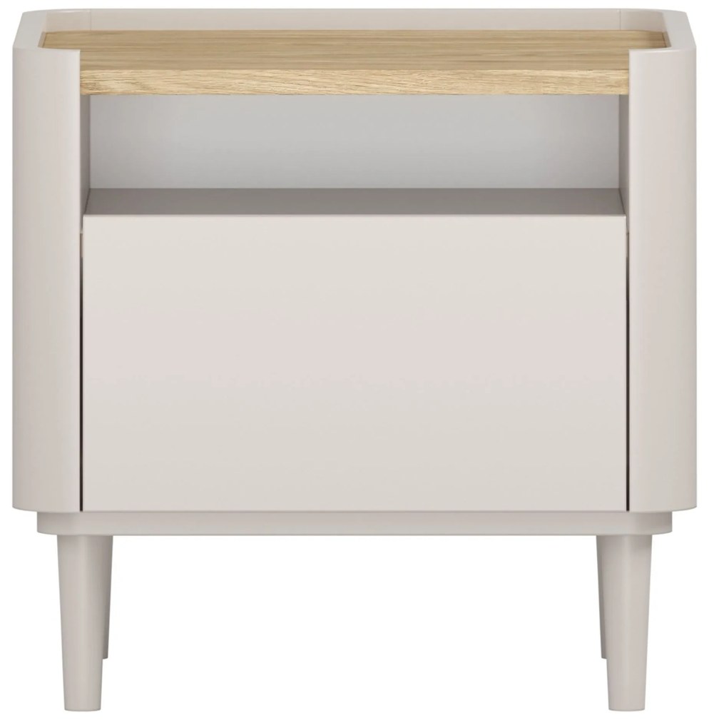 Nočný stolík Elivo 50 cm na nožičkách - kašmírová / dub olejovaný