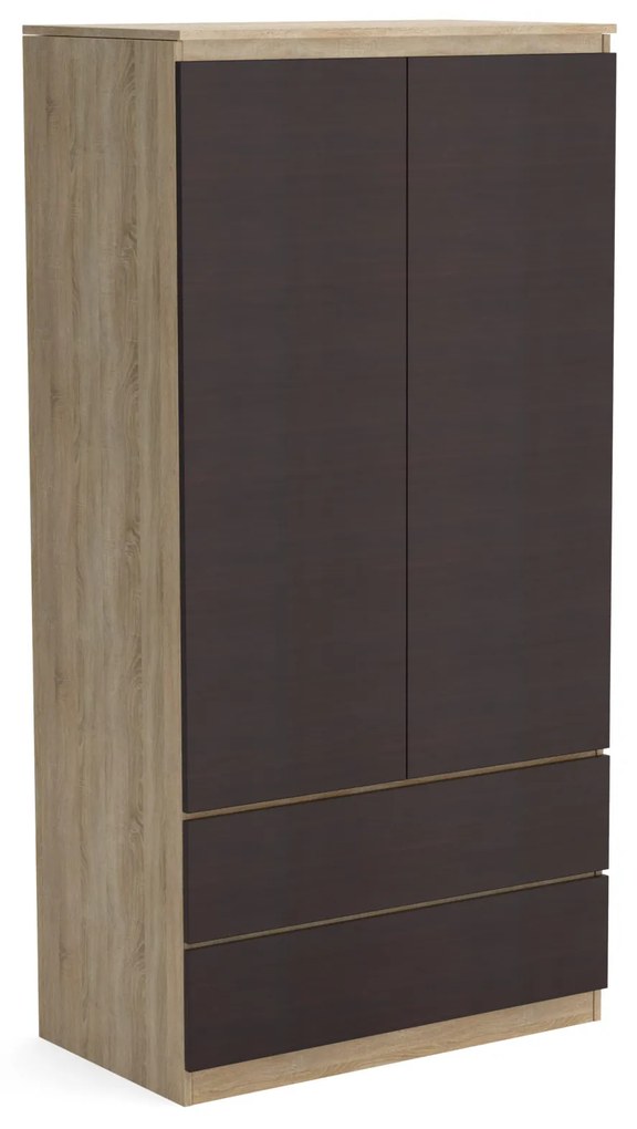 Šatní skriňa 90cm so 2 zásuvkami a vešiakom LUNE Dub sonoma/Wenge
