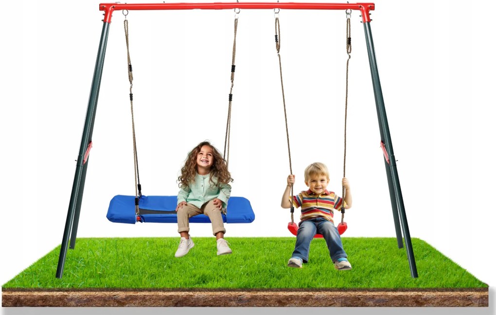 CH DVOJITÁ ZÁHRADNÁ HOJDAČKA (KOVOVÝ RÁM + HOJDAČKA + BOČNÍK) 290 x 180 x 200 CM