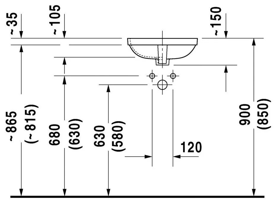 DURAVIT DuraStyle zápustné umývadlo bez otvoru, bez prepadu, 370 mm x 370 mm, 0373370000