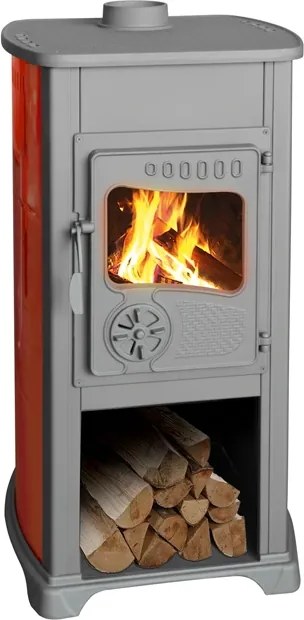 Krbové kachle Bella Thalia, 5,4 kW, červená, liatina/šamot