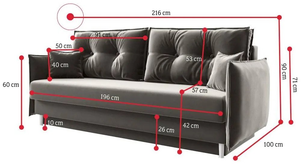 Rozkladacia pohovka STEFAN, 216x90x100, kronos 27