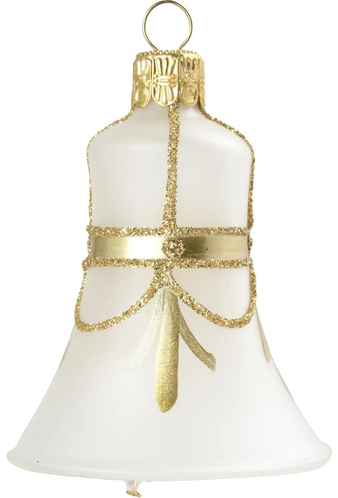 Bella Rose Sklenená vianočná ozdoba Zvonek Bílá Mat