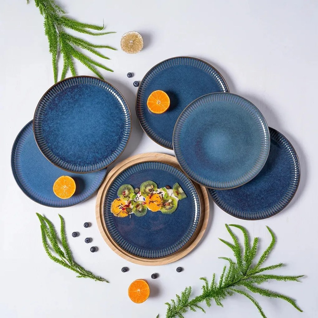 Altom Porcelánový plytký tanier Reactive Stripes modrá, 26 cm