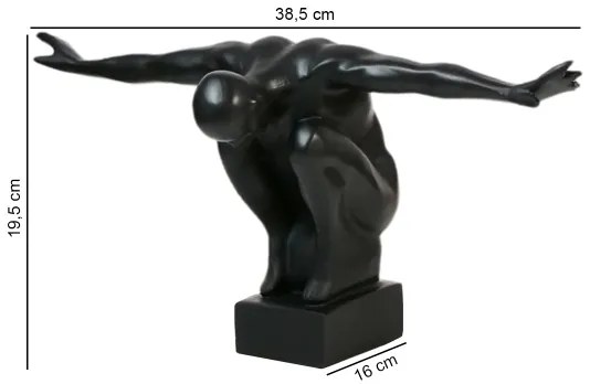 Dekorácia na stôl 25x41x20 cm, živica/čierna