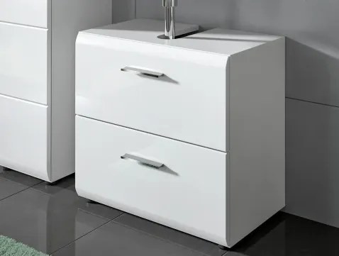 Koupelňová skrinka pod umývadlo Ice, biela lesk%