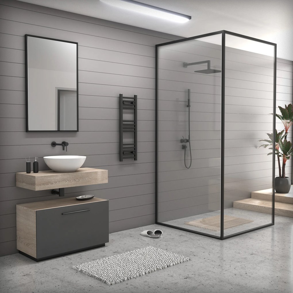 Erga Puerto, vykurovacie teleso 900x300 mm, 300W, čierna matná, ERG-LAV-GRZE-BK-3090