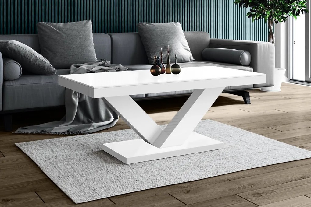 Konferenčný stolík Coral mini, biely mat + biely lesk