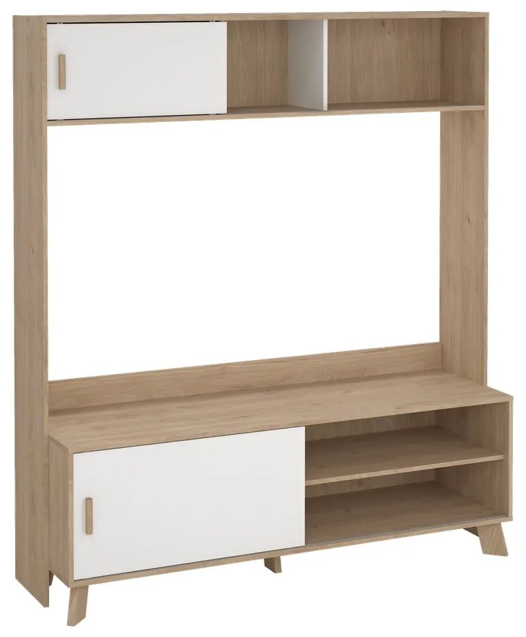 Biela/v prírodnej farbe TV zostava v dekore duba 159x181x48 cm Ikast – Tvilum