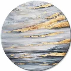 Okrúhly maľovaný obraz Zlaté nebo