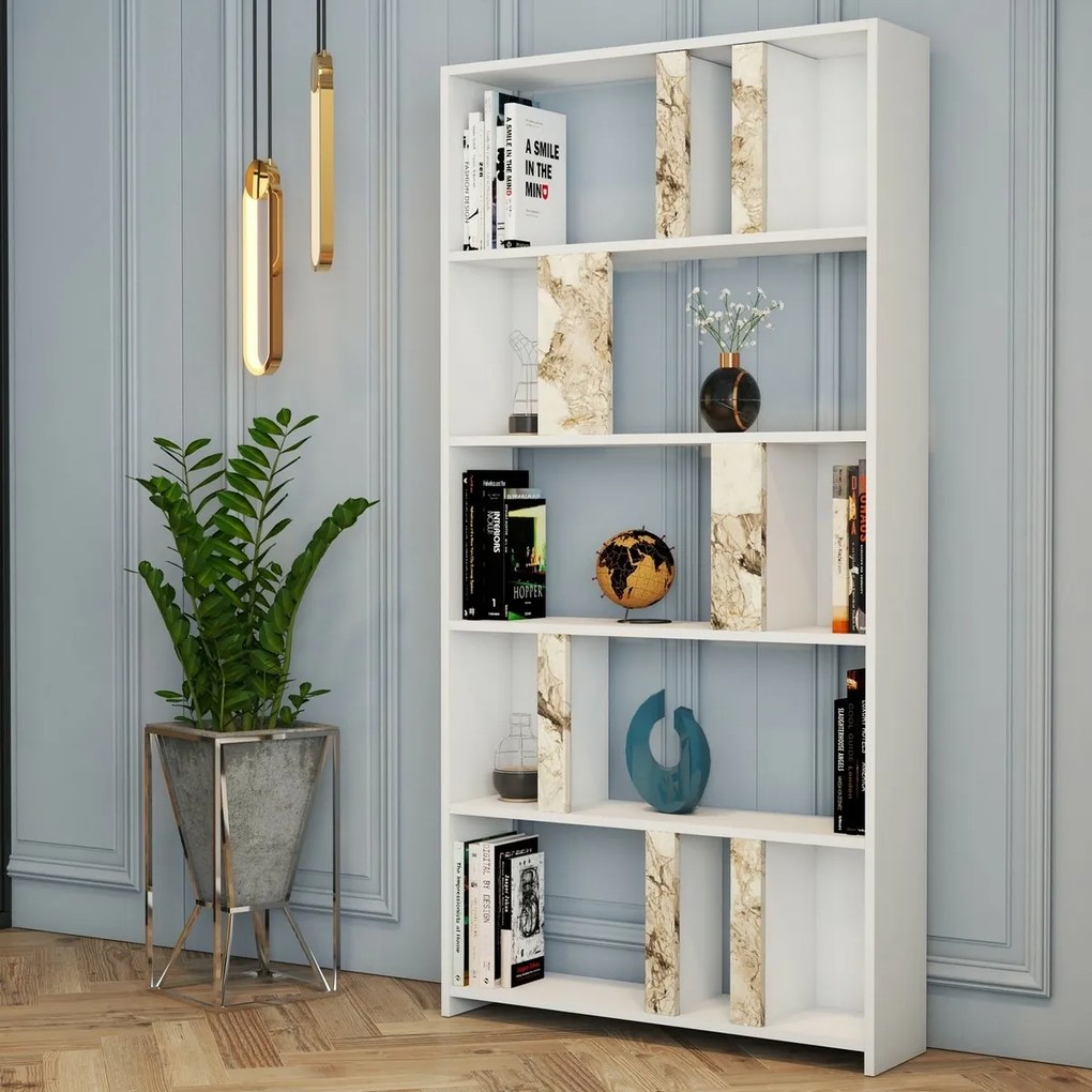 Knižnica Lime White Marble and White