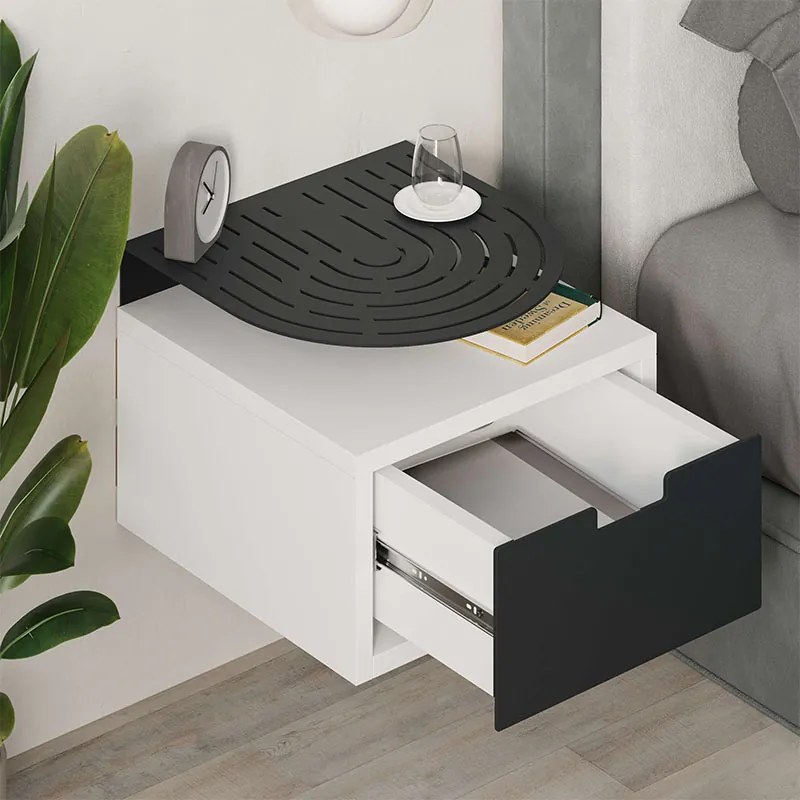 Závesný nočný stolík Houseland Oslo bielo-čierny