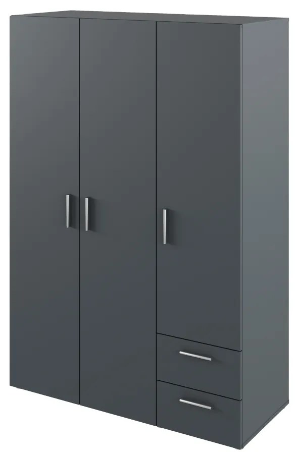 Trojdverová šatníková skriňa so zásuvkami Adeli - grafit
