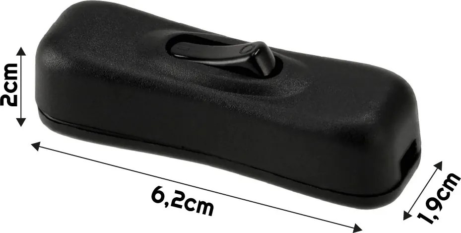 Kolískový spínač s aretáciou, priechodný otvor, 2A 250V, čierny