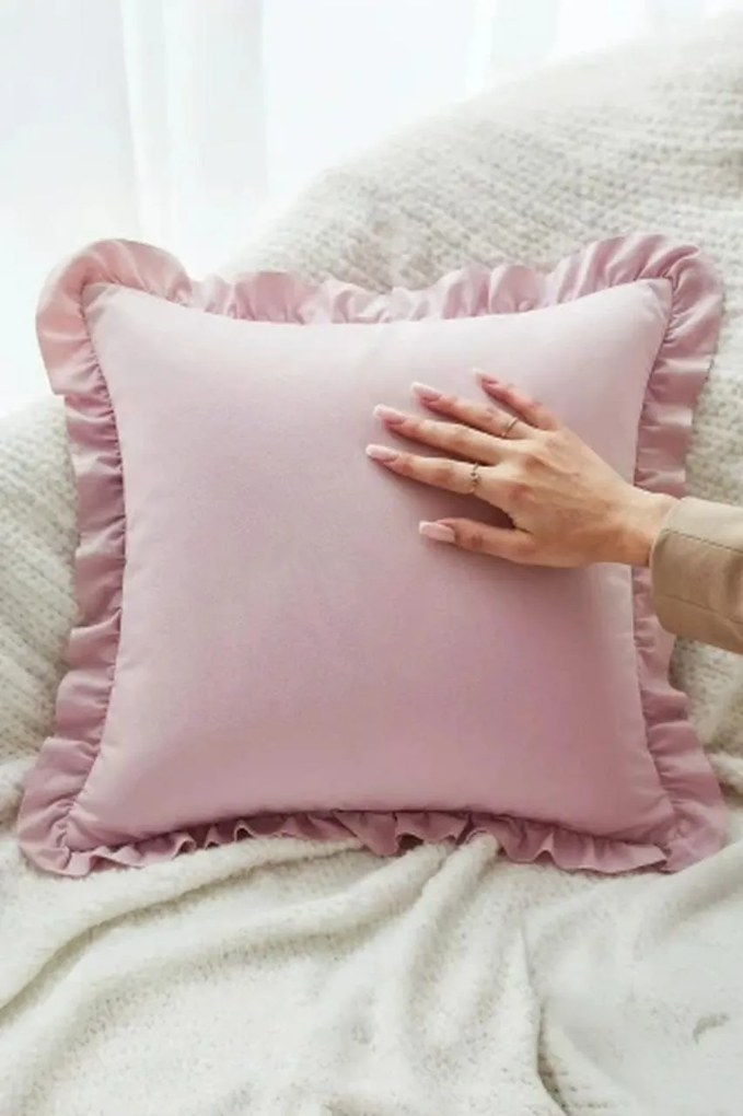 Saténová obliečka na vankúš RUFFY PREMIUM púdrová Rozmer: 50x70 cm