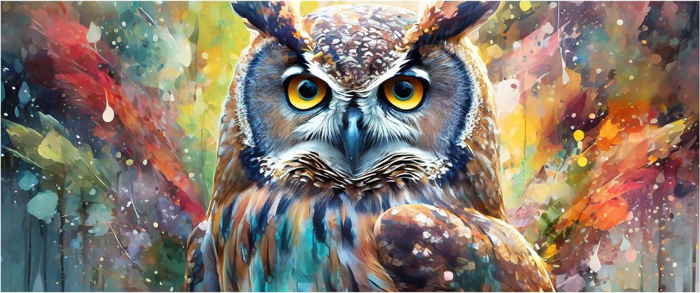 Obraz - Maľba sovy (120x50 cm)