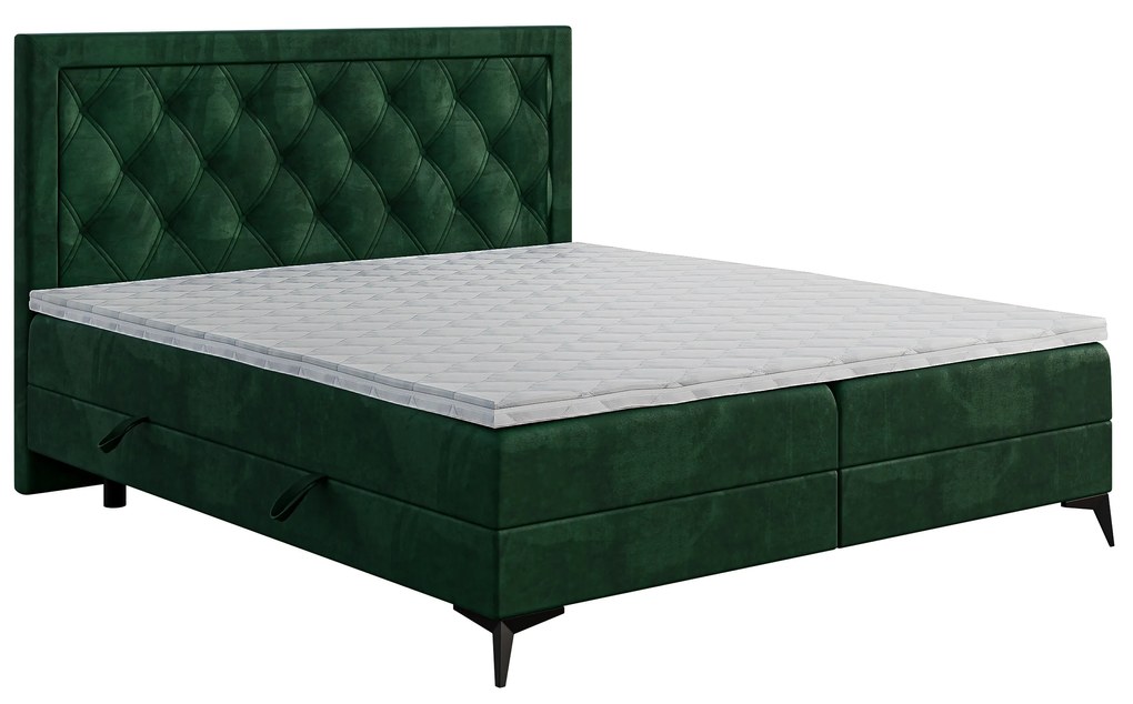 Kontinentálna posteľ 180 cm Dustin (tmavozelená) (s matracom a úl. priestorom). Vlastná spoľahlivá doprava až k Vám domov. 1043364
