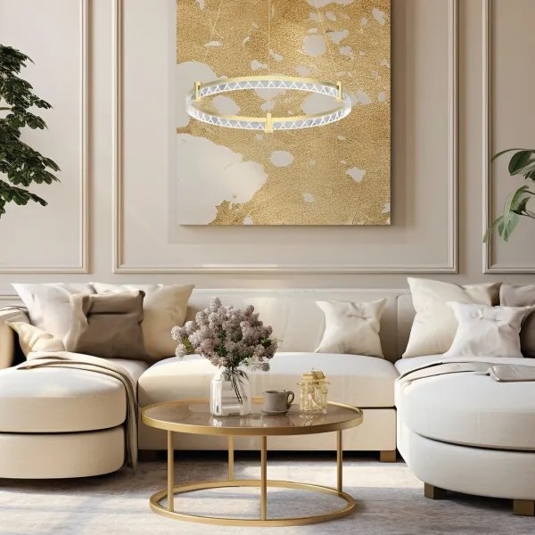 LED Luster na lanku ELEGANCE LED/36W/230V pr. 60 cm zlatá