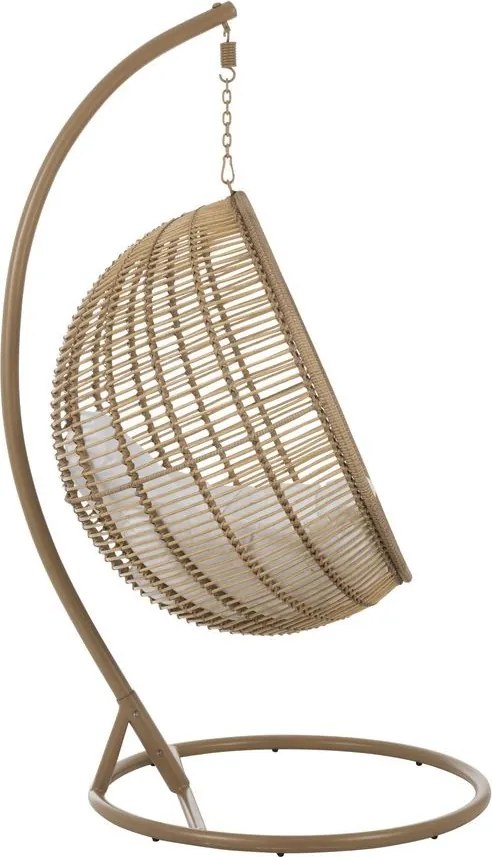 Závesné béžové záhradné ratanové kreslo Lounge Beige -119*110*193 cm