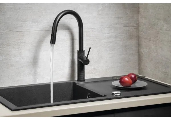 Sapho - Drezová batéria s vyťahovacou sprškou FLAWO matná čierna