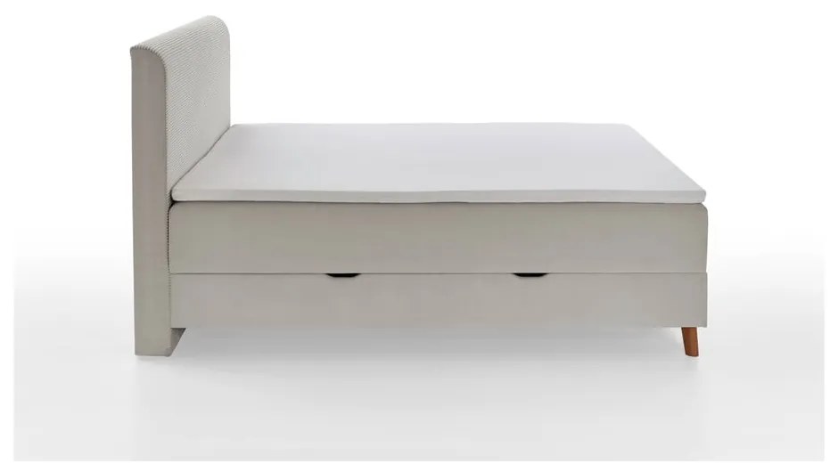 Béžová boxspring posteľ s úložným priestorom 160x200 cm Memphis - Meise Möbel