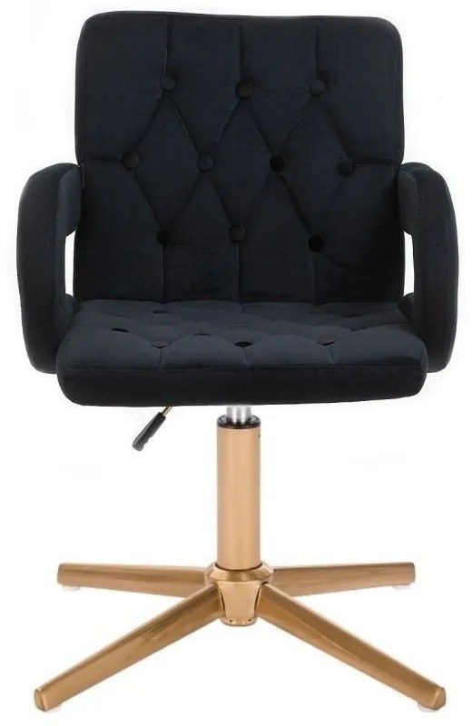 LuxuryForm DESIGN Stolička BOSTON VELUR na zlatom kríži - čierna