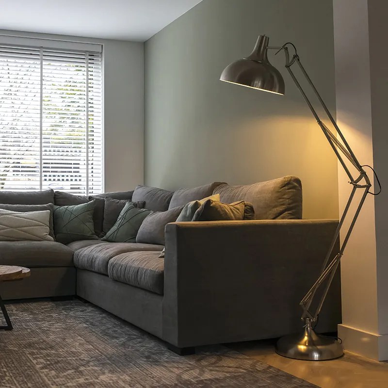 Inteligentná stojaca lampa oceľ vrátane Wifi A60 - Hobby