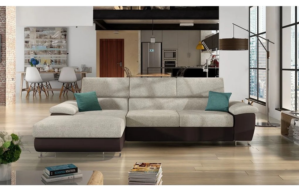 Rohová sedacia súprava Alvin Mini, Dostupné poťahy: ekokoža Soft 017 + Lux 06 + ekokoža Soft 017, Strana: ľavá