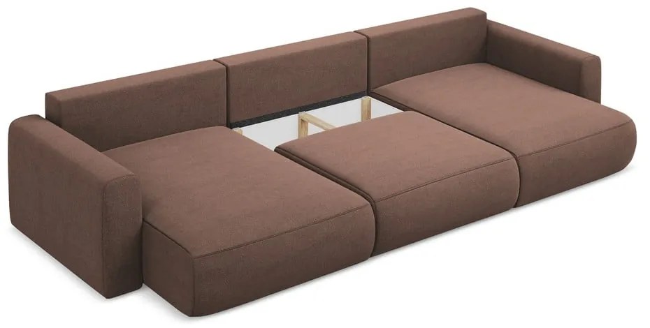 Ružová rozkladacia/s úložným priestorom rohová pohovka (do tvaru "U") Kapua – Makamii