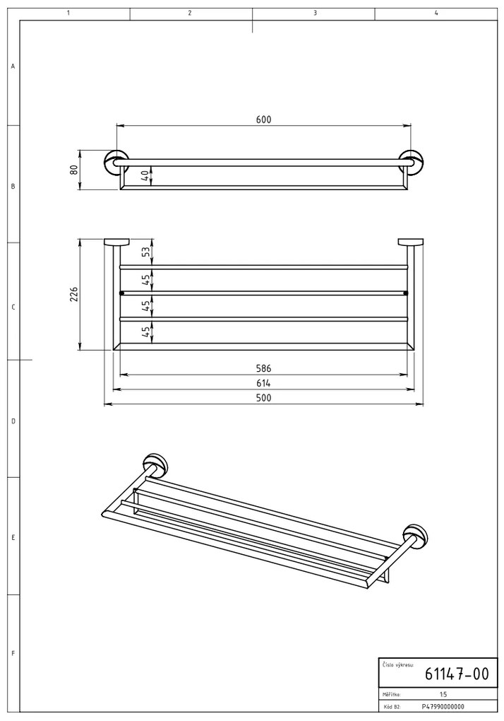 Novaservis - Držiak osušky 650 mm Metalia 11 chróm, 0147,0