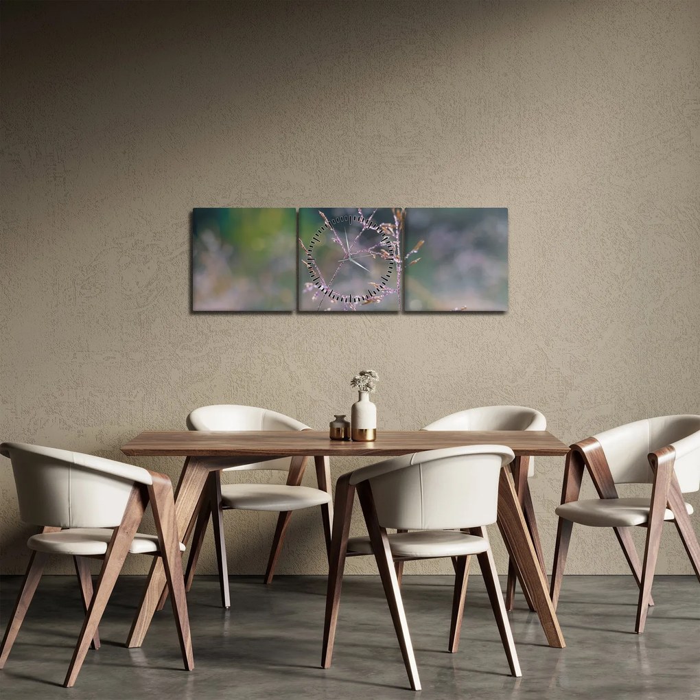 Obraz - Detail traviny (s hodinami) (90x30 cm)