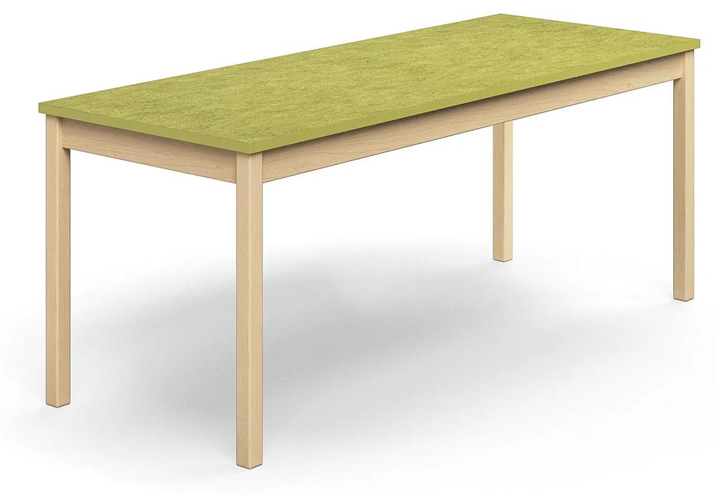 Stôl DECIBEL, 1800x700x720 mm, linoleum - zelená, breza
