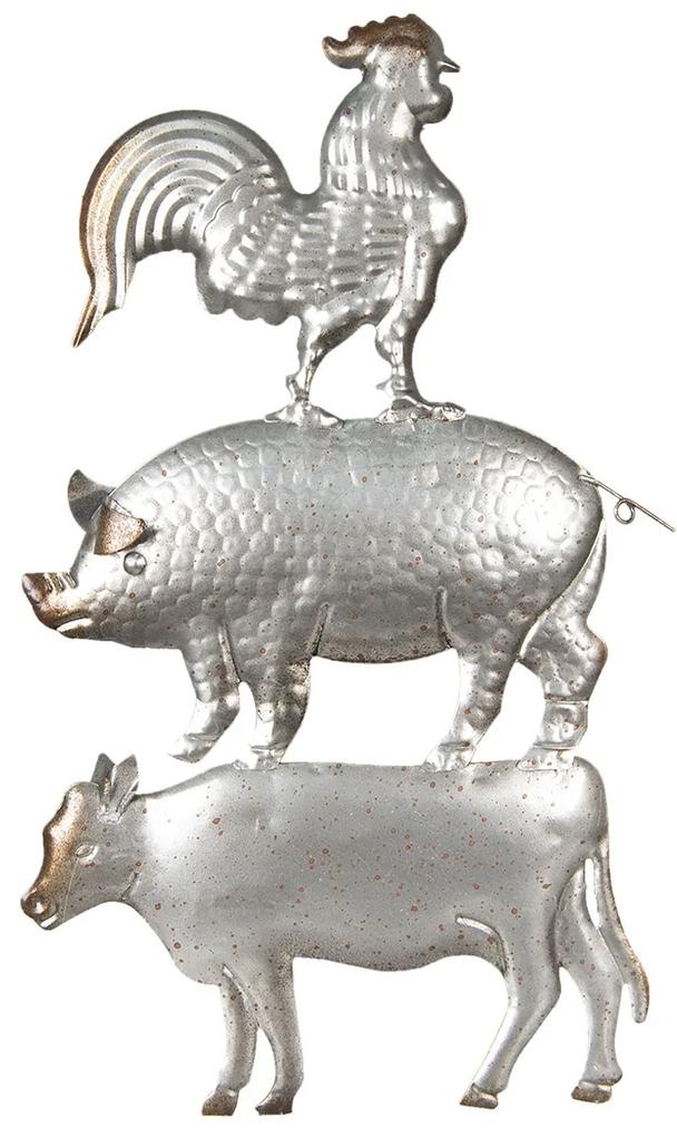 Nástenná kovová dekorácia zvieratá - 26 * 1 * 46 cm