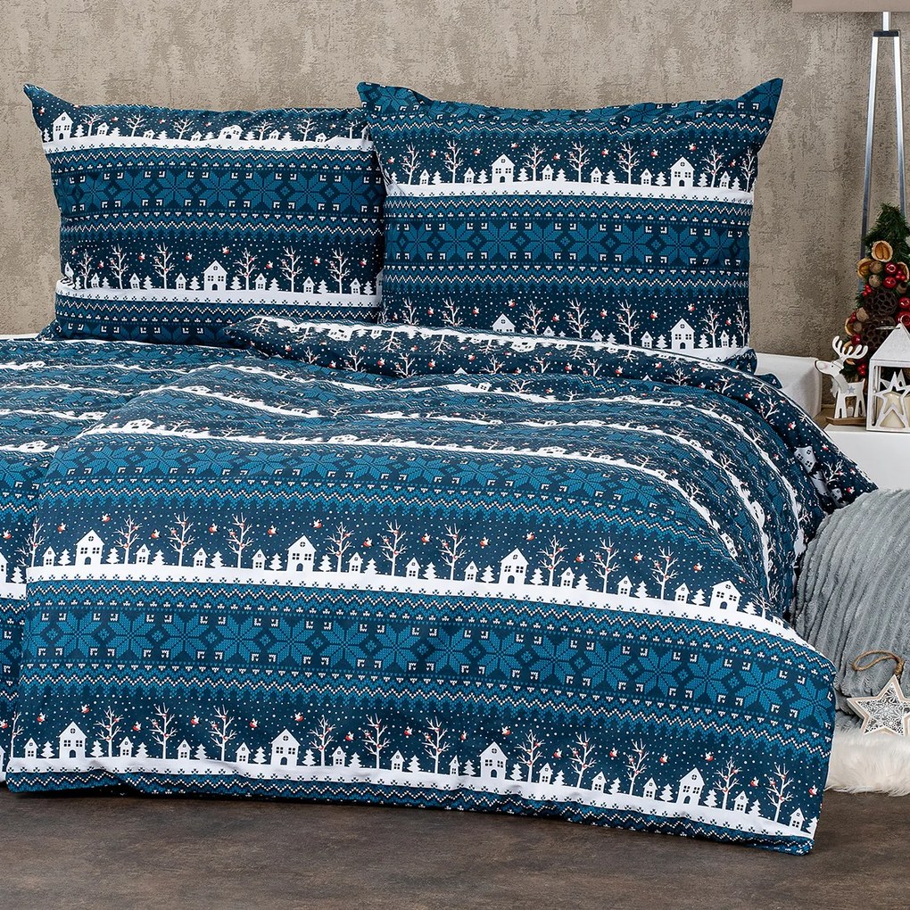4Home Bavlnené obliečky Winter village, 160 x 200 cm, 70 x 80 cm