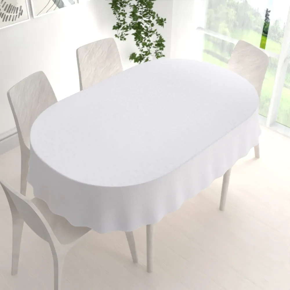 Biante Teflónový oválny obrus TF-011 Popínavé lístky - studená biela 120x180 cm
