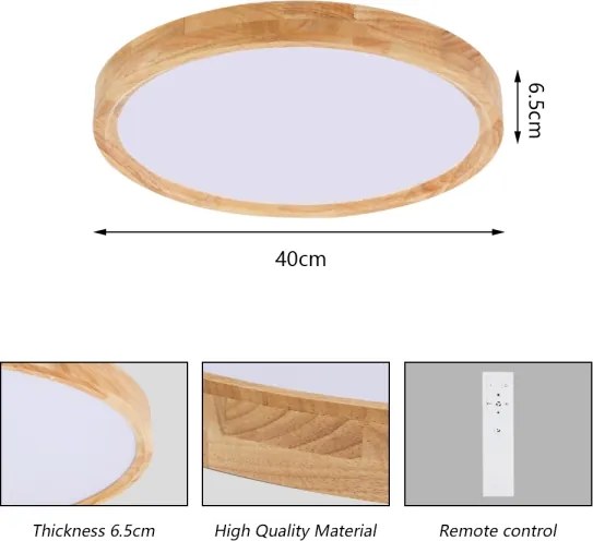 Brilagi - LED stmievateľné svietidlo WOODROUND LED/30W/230V 3000-6000K priemer 40 cm + diaľkové ovládanie