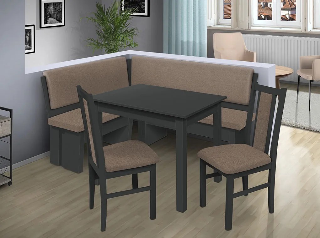 Nabytekmorava Rohová lavica Chicago 14-18 farba lamina: orech 729, čalúnenie vo farbe: SCALA svetle modrá 74