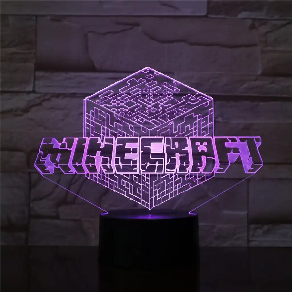 3Dmix 3DL-CLK027 – 3D LED nočná lampa - Minecraft (Hodiny s budíkom)