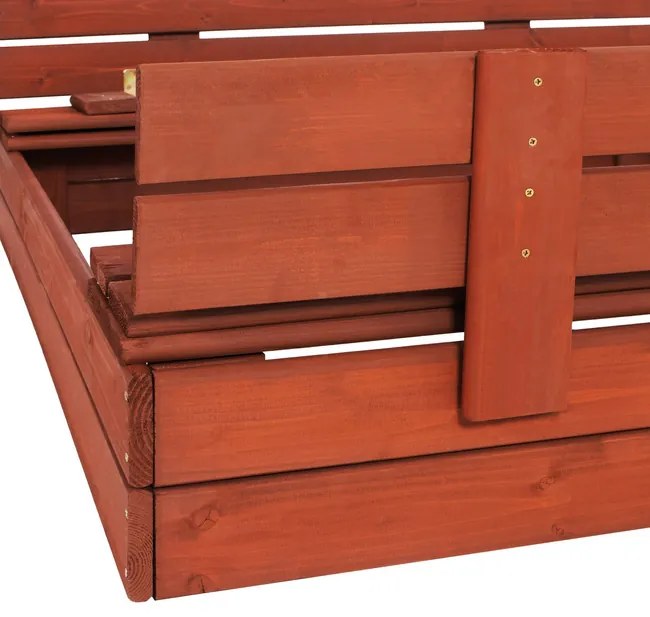 SPRINGOS Uzavreté drevené pieskovisko s lavičkami 120x120 cm – impregnované drevo, s plachtou a netkanou textíliou SBP120SET02