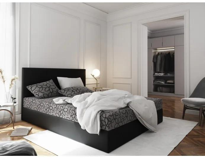 Manželská posteľ z ekokože s úložným priestorom 140x200 LUDMILA - čierna / sivá