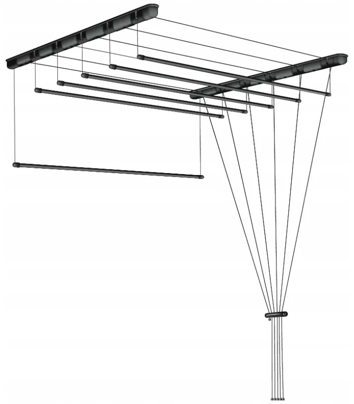 Erga Erga, stropný vešiak na sušenie bielizne 6x170 cm, čierna, ERG-SEP-10SUSSU6PCZ17