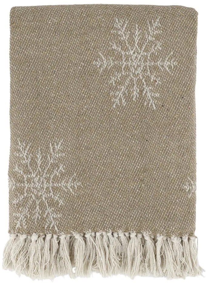 Modrý bavlnený pléd so vzorom a strapcami Aix - 130*150 cm