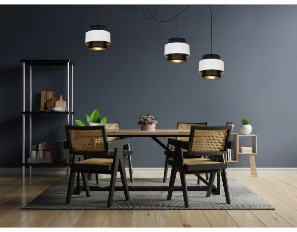 Luster na lanku NESS 3xE27/60W/230V pavúk čierna/biela