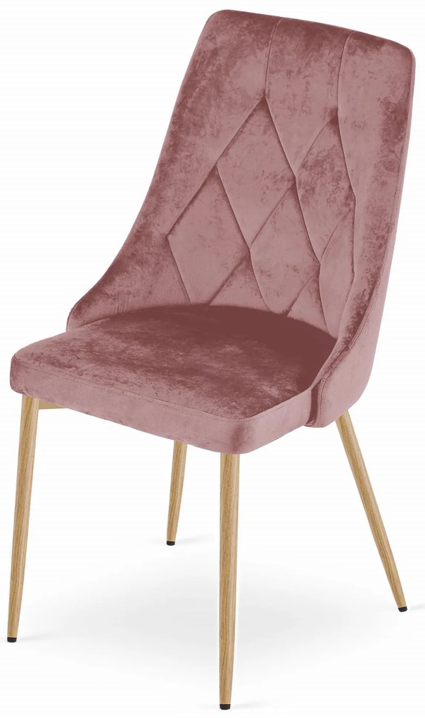 Stolička IMOLA - ružový zamat / nohy vo farbe dreva x 3 9401 71 00 00