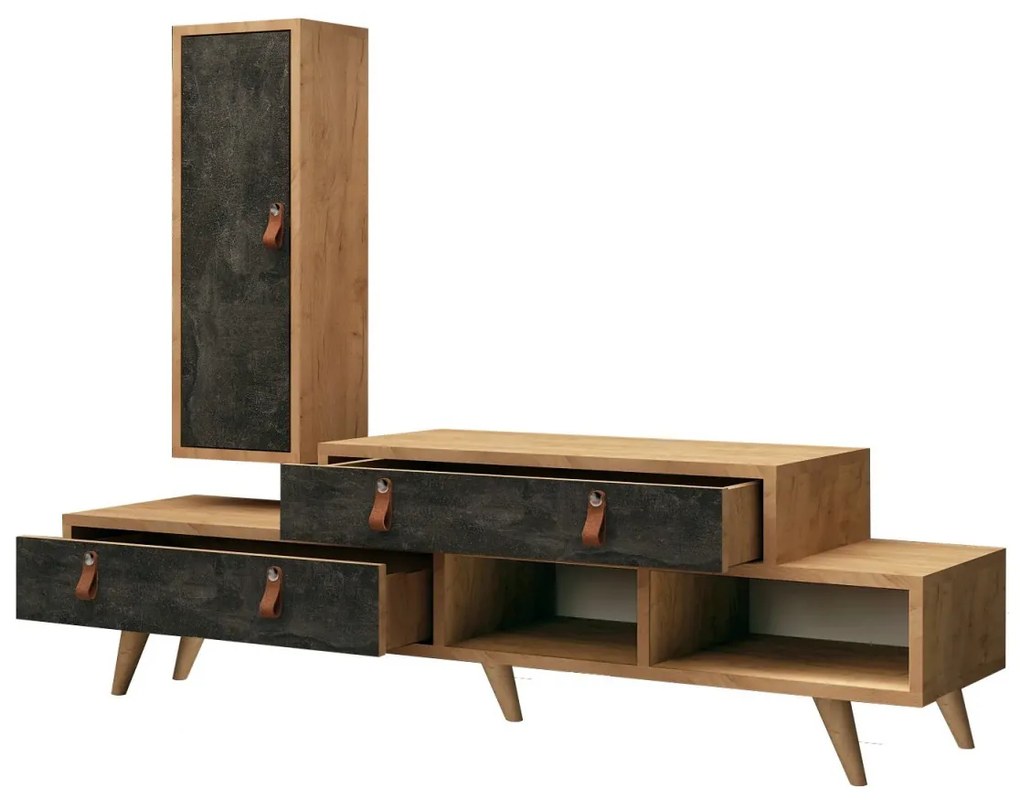 Obývacia stena Pagina dub/tmavo hnedá