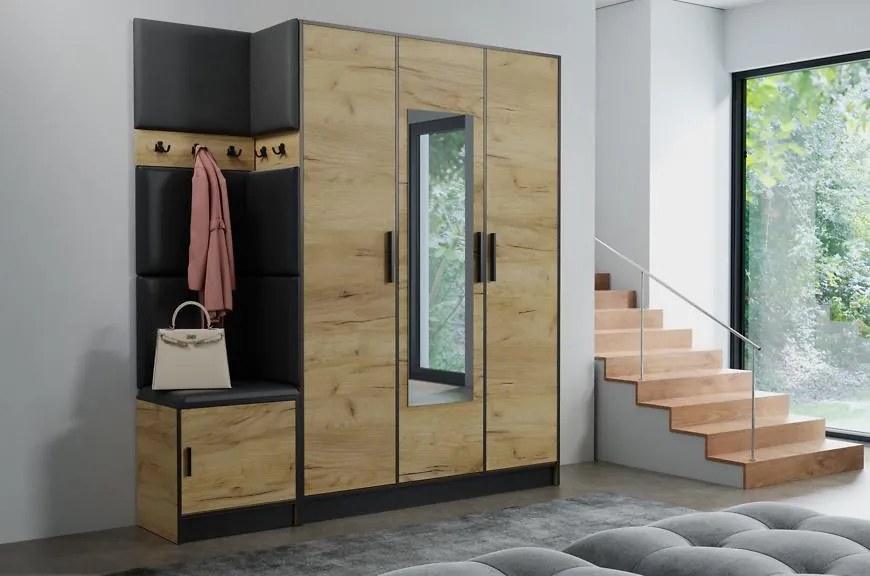 Predsieňový nábytok Roj 14 craft + Madryt 1100 ekokoža čierna