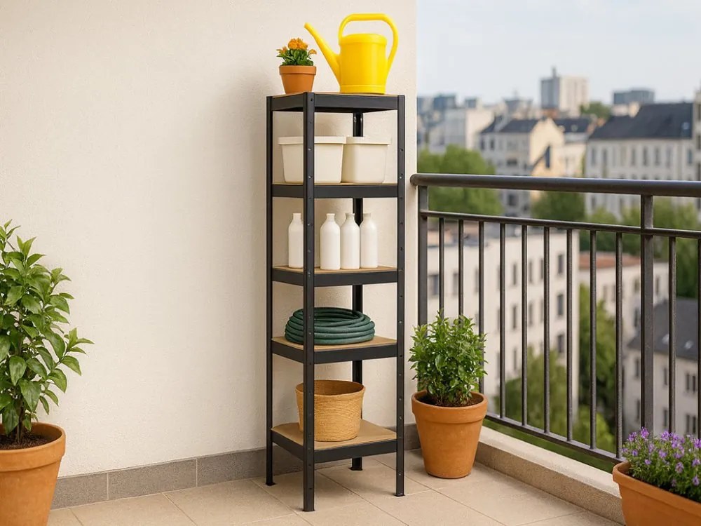 Akcia 3x Regál 180x40x40 cm lakovaný 5-policový, nosnosť 875 kg - čierny